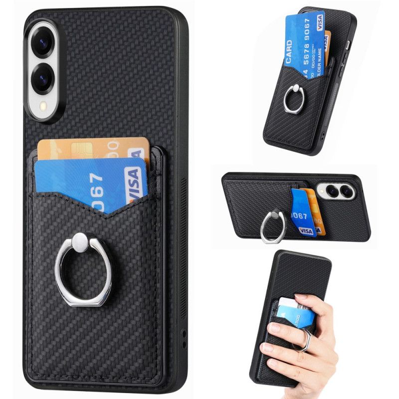 Cover Samsung Galaxy S25 5g Edge Kulfiber Med Kortholder Og Ringholder