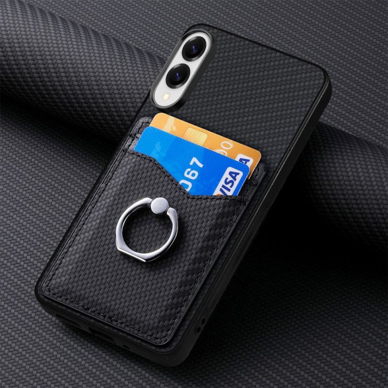 Cover Samsung Galaxy S25 5g Edge Kulfiber Med Kortholder Og Ringholder