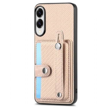 Cover Samsung Galaxy S25 5g Edge Kulfiber Med Kortholder Og Stropholder