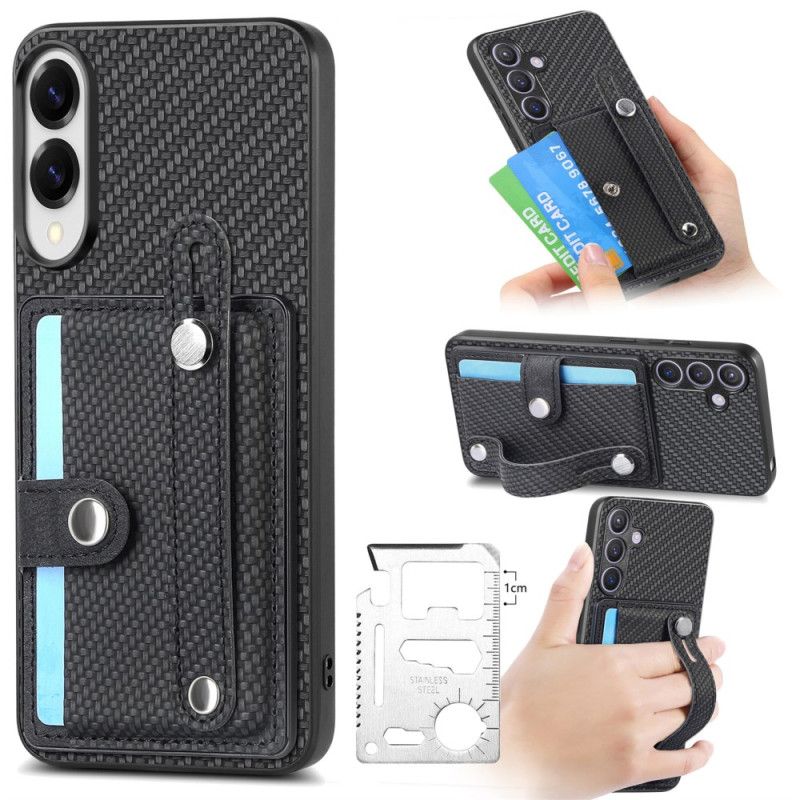Cover Samsung Galaxy S25 5g Edge Kulfiber Med Kortholder Og Stropholder