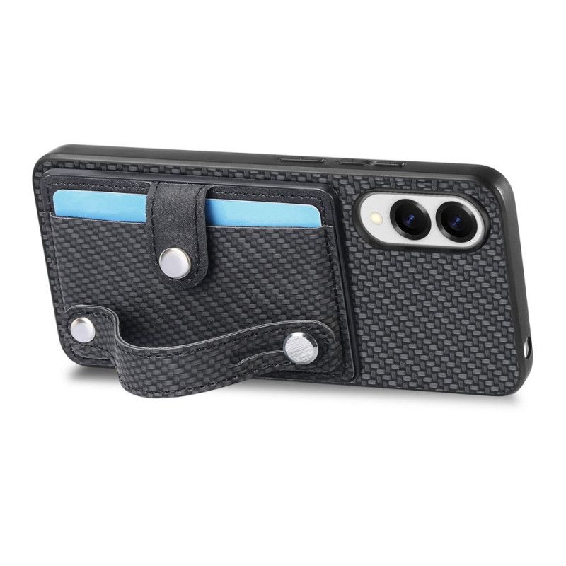 Cover Samsung Galaxy S25 5g Edge Kulfiber Med Kortholder Og Stropholder