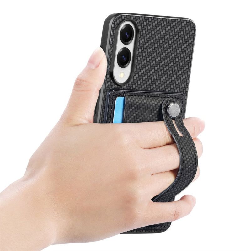 Cover Samsung Galaxy S25 5g Edge Kulfiber Med Kortholder Og Stropholder