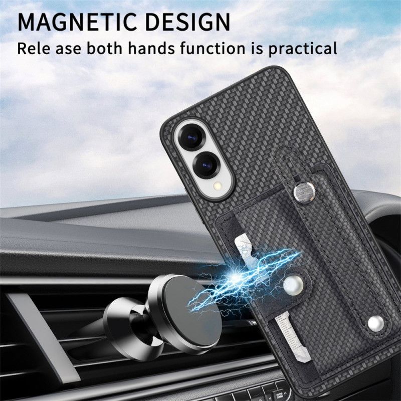 Cover Samsung Galaxy S25 5g Edge Kulfiber Med Kortholder Og Stropholder