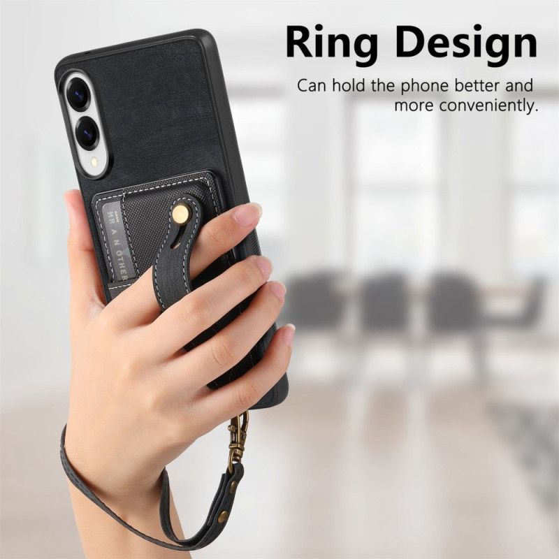 Cover Samsung Galaxy S25 5g Edge Retro Kortholder Og Håndledsrem