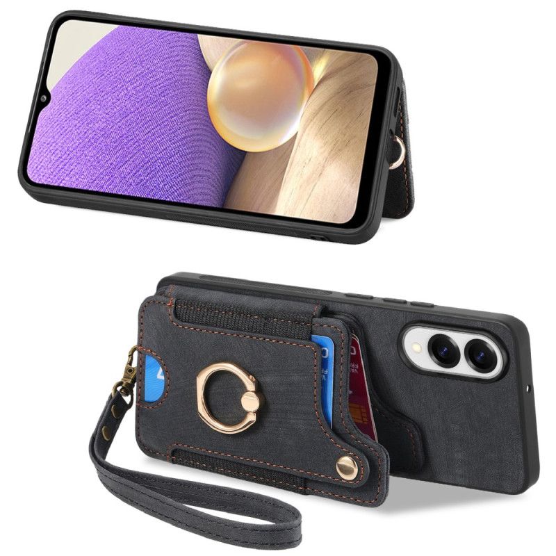 Cover Samsung Galaxy S25 5g Edge Retro Rfid-kortholder Og Snor