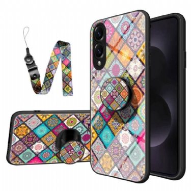 Cover Samsung Galaxy S25 5g Edge Stativ Og Snor Med Patchworkmønster