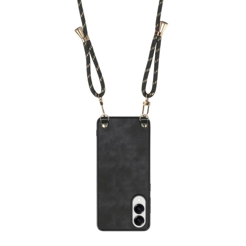 Cover Til Samsung Galaxy S25 5g Edge Læderlignende Snor Vintage