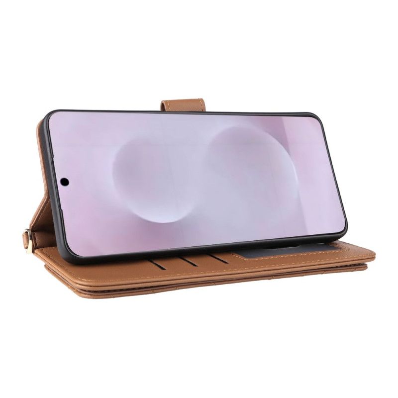 Flip Cover Samsung Galaxy S25 5g Edge Quiltet Med Rem Og Skulderrem
