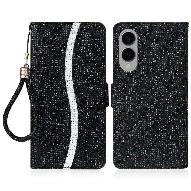 Flip Cover Samsung Galaxy S25 5g Edge S-design Med Pailletter