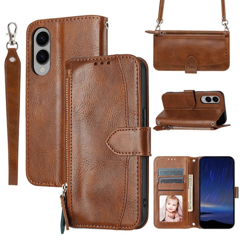 Flip Cover Samsung Galaxy S25 5g Edge Vintage Pung Med Rem Og Skulderrem