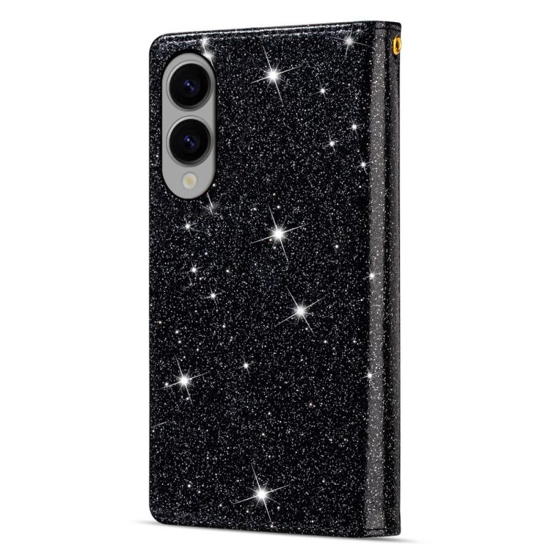 Flip Cover Til Samsung Galaxy S25 5g Edge Pung Med Pailletteremme