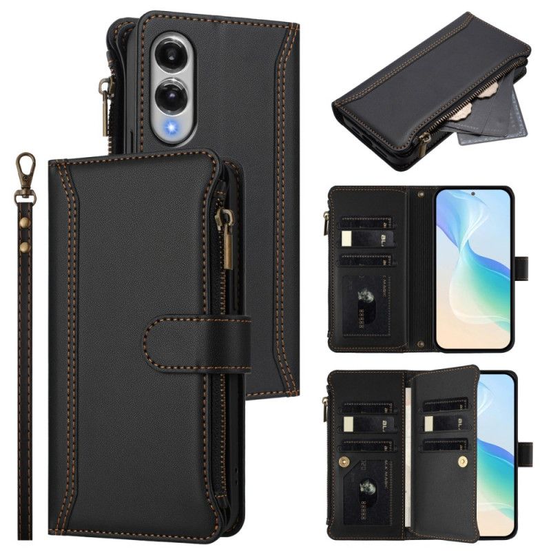 Læder Cover Samsung Galaxy S25 5g Edge Pung Med 9 Kortpladser Og Snor