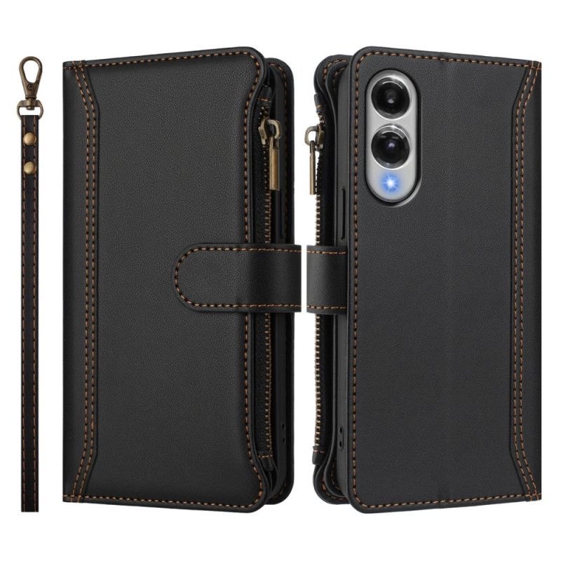 Læder Cover Samsung Galaxy S25 5g Edge Pung Med 9 Kortpladser Og Snor