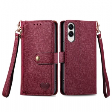 Læder Cover Samsung Galaxy S25 5g Edge Rfid-hjertedesign