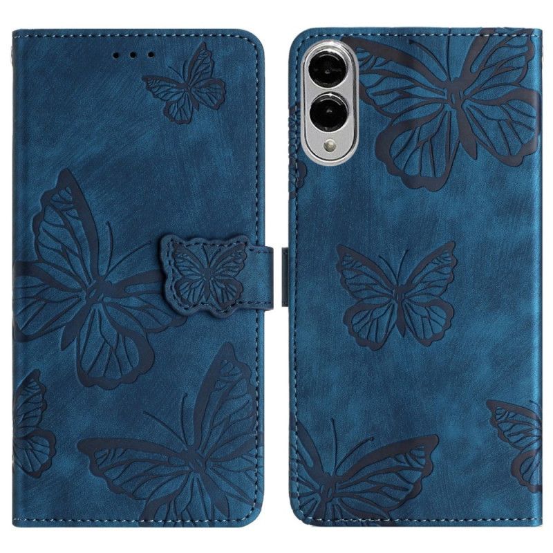 Læder Cover Samsung Galaxy S25 5g Edge Sommerfugleeffekt I Ruskind