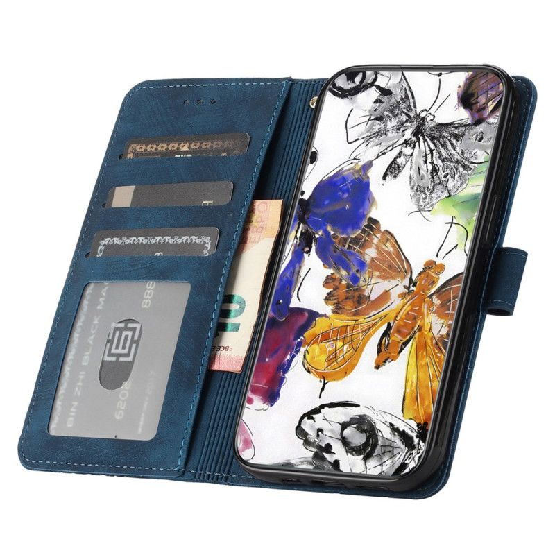 Læder Cover Samsung Galaxy S25 5g Edge Sommerfugleeffekt I Ruskind