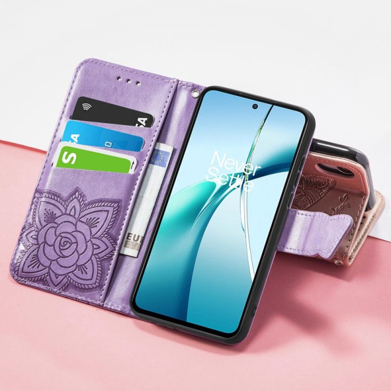 Læder Cover Samsung Galaxy S25 5g Edge Telefon Etui Barok Sommerfugl Med Håndledsrem