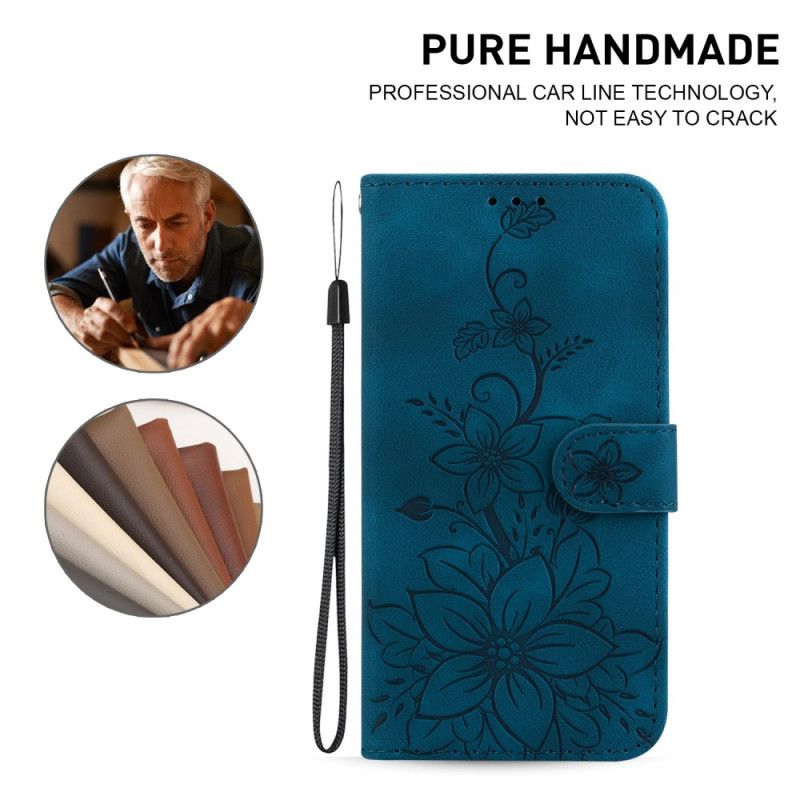 Læder Cover Samsung Galaxy S25 5g Edge Telefon Etui Blomsterprint
