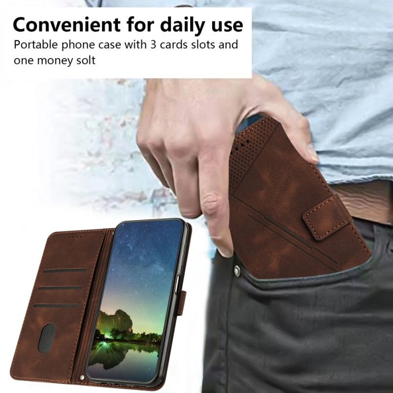 Læder Cover Samsung Galaxy S25 5g Edge Telefon Etui Geometrisk Design