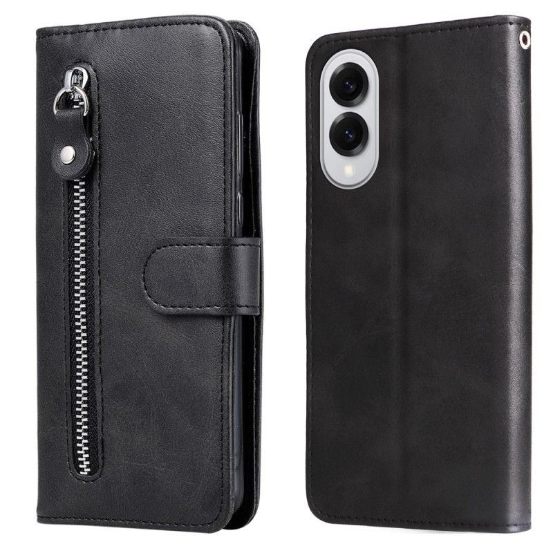 Læder Cover Samsung Galaxy S25 5g Edge Telefon Etui Lynlåslomme