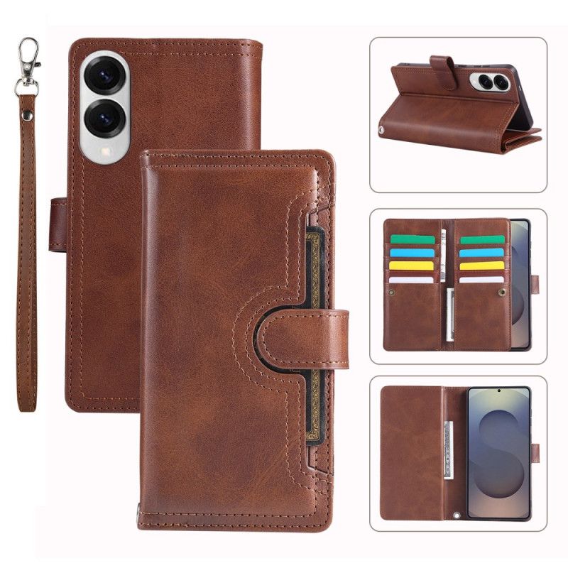 Læder Cover Samsung Galaxy S25 5g Edge Telefon Etui Magnetisk Pung Og Snor