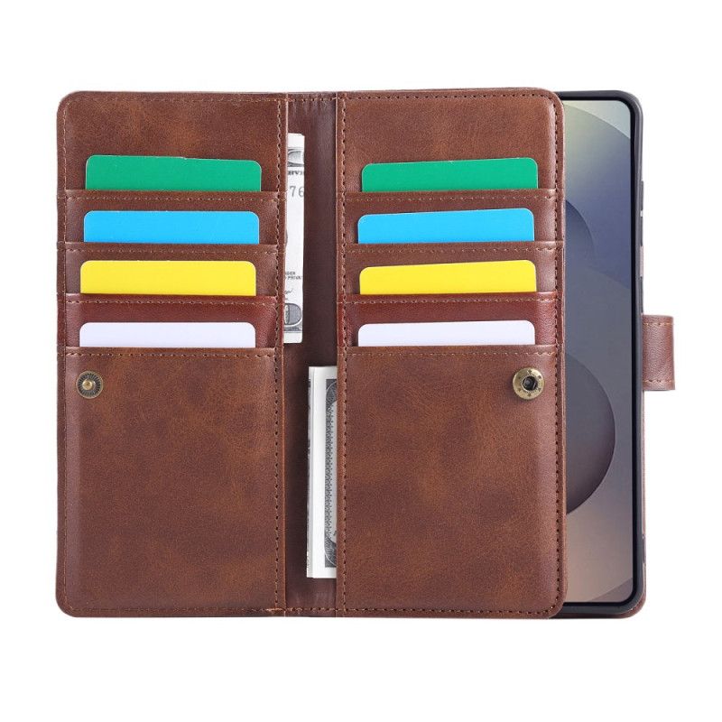 Læder Cover Samsung Galaxy S25 5g Edge Telefon Etui Magnetisk Pung Og Snor