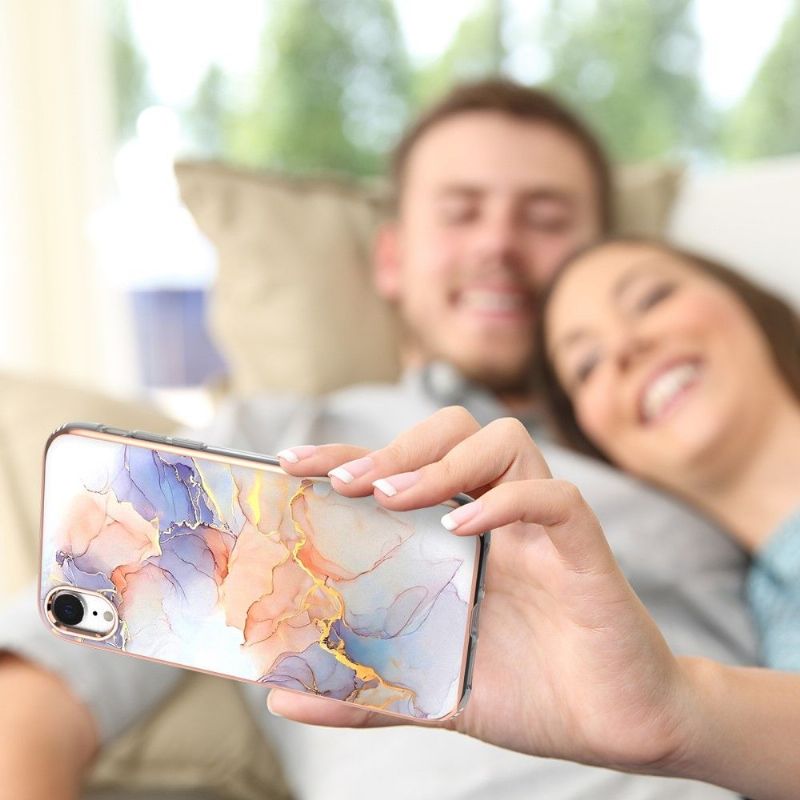 Cover iPhone XR Farvet Marmor