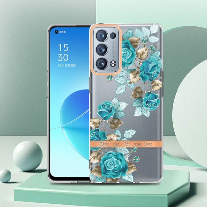 Cover Oppo Reno 6 Pro 5G Anti-fald Blå Rose