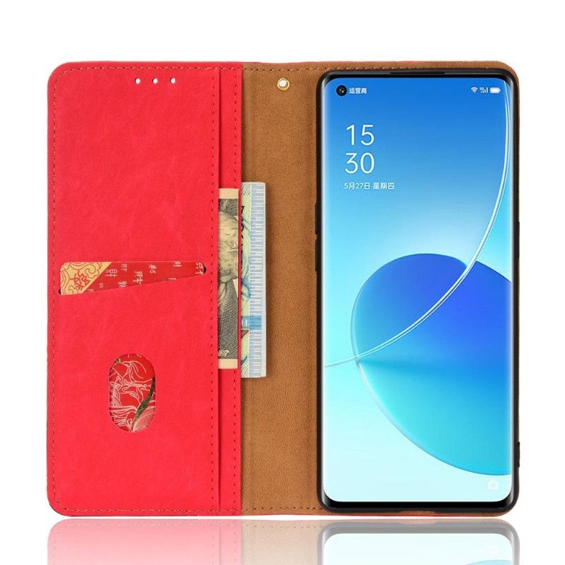 Flip Cover Oppo Reno 6 Pro 5G Læder Cover Retro Kunstlæder