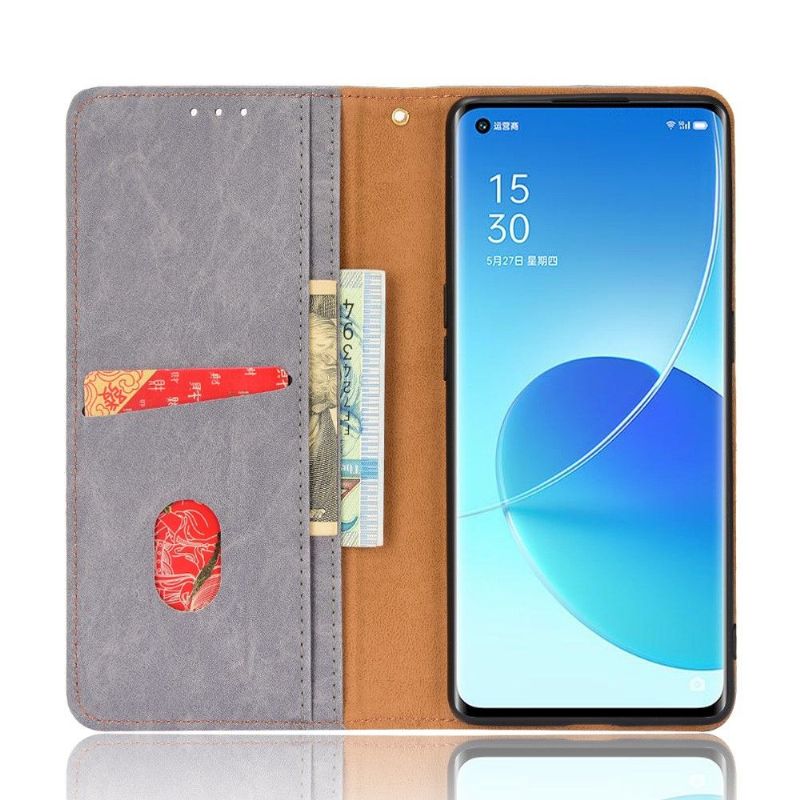 Flip Cover Oppo Reno 6 Pro 5G Læder Cover Retro Kunstlæder
