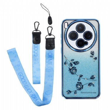 Cover Til Vivo X300 Strap-on Blomst Og Rhinsten