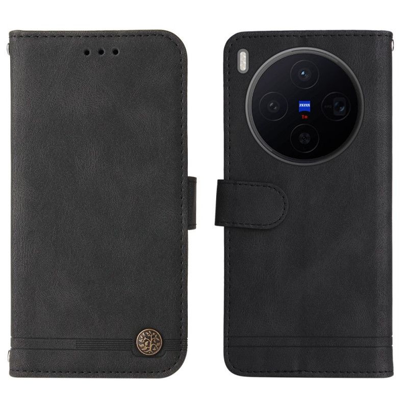 Flip Cover Til Vivo X300 Ruskindseffekt Med Nitte