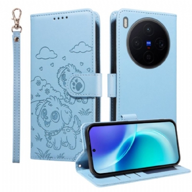 Læder Cover Vivo X300 Telefon Etui Rfid-beskyttelse Med Hundegravering