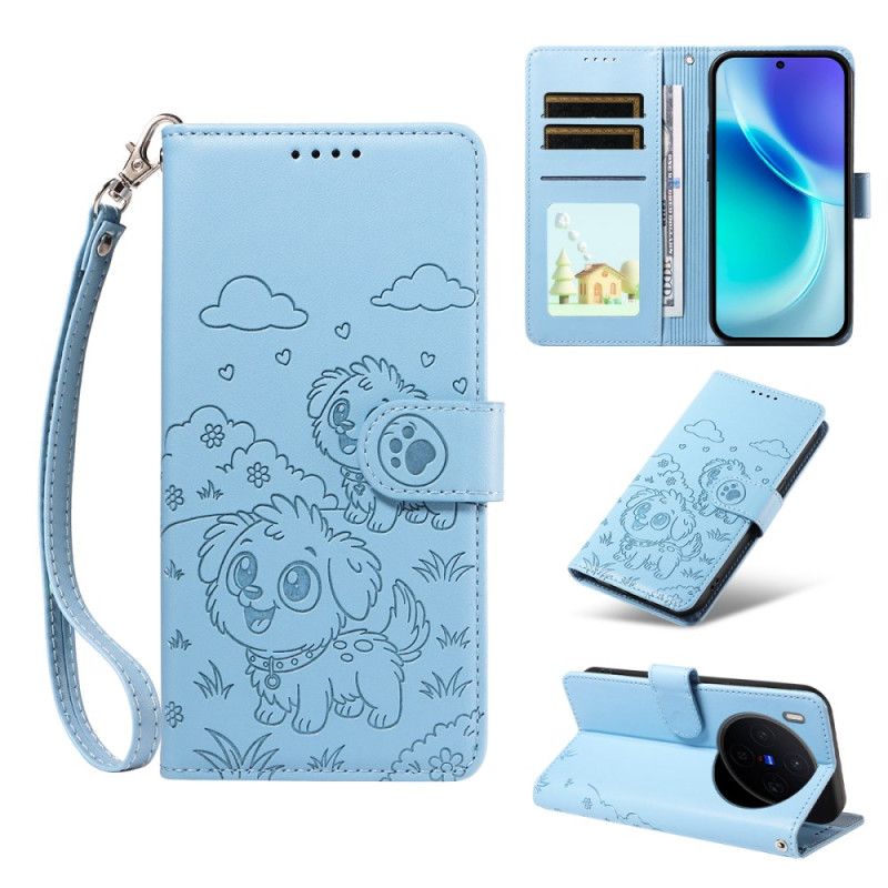 Læder Cover Vivo X300 Telefon Etui Rfid-beskyttelse Med Hundegravering