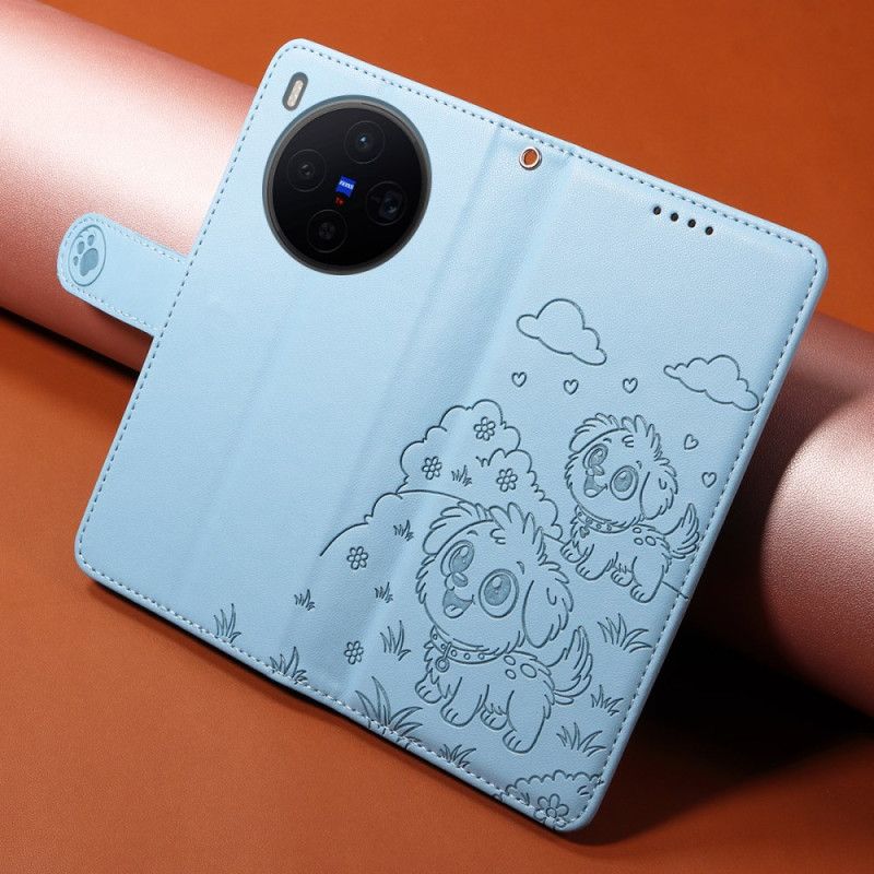 Læder Cover Vivo X300 Telefon Etui Rfid-beskyttelse Med Hundegravering