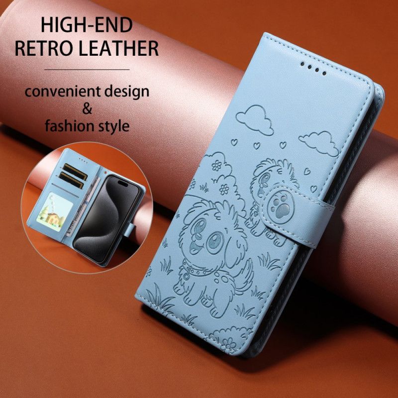 Læder Cover Vivo X300 Telefon Etui Rfid-beskyttelse Med Hundegravering