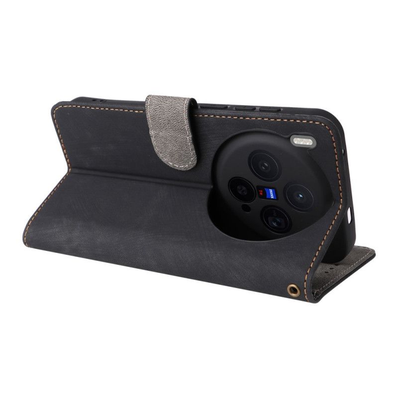 Læder Cover Vivo X300 Telefon Etui Strap-on Ruskindseffekt