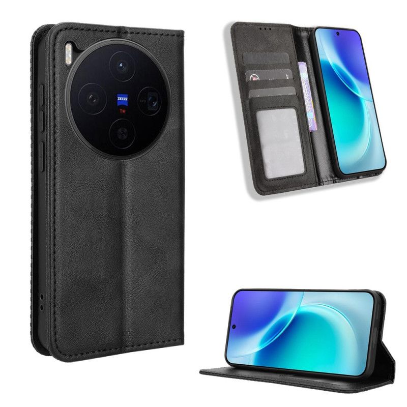 Læder Cover Vivo X300 Telefon Etui Vintage Border