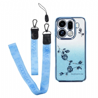 Cover Oppo Find X9 Pro 5g Blomster Og Rhinsten Med Rem