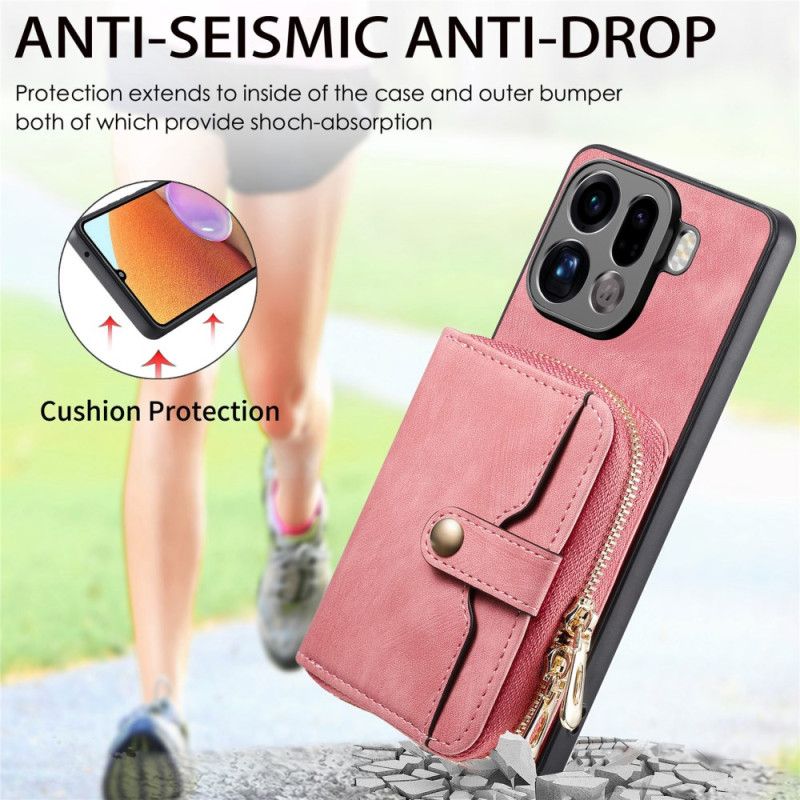 Cover Oppo Find X9 Pro 5g Kortholder Med Lynlås Og Skulderrem