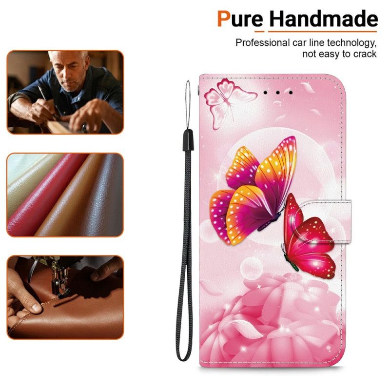 Flip Cover Sony Xperia 10 Vii Lyserøde Sommerfugle