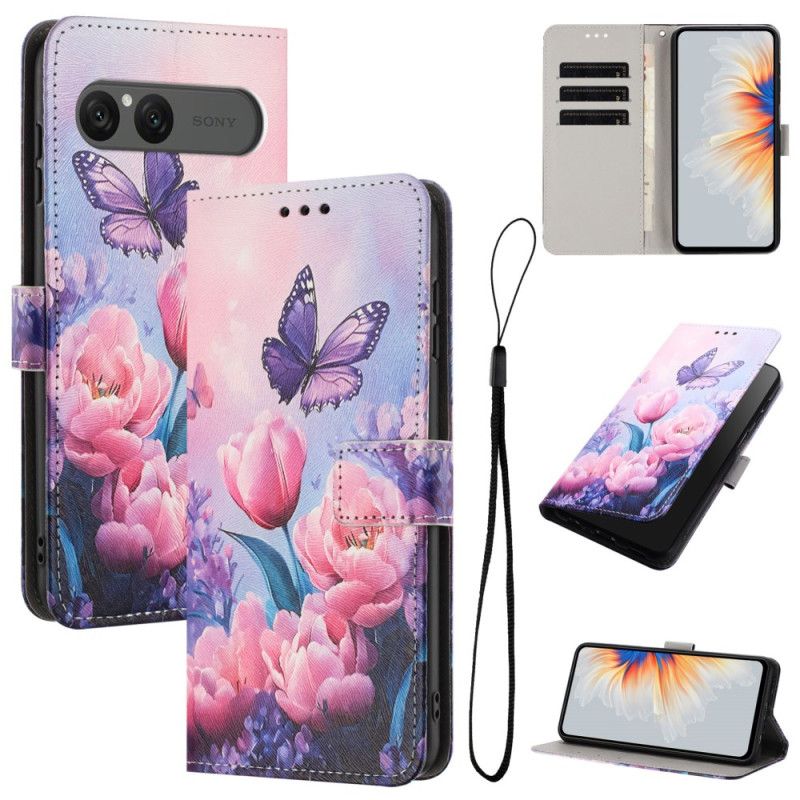 Flip Cover Sony Xperia 10 Vii Lyserødt Blomstermønster