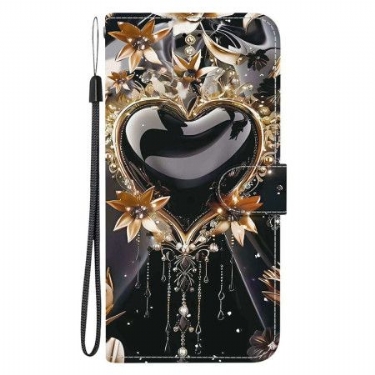 Flip Cover Sony Xperia 10 Vii Sort Og Gyldent Hjerte