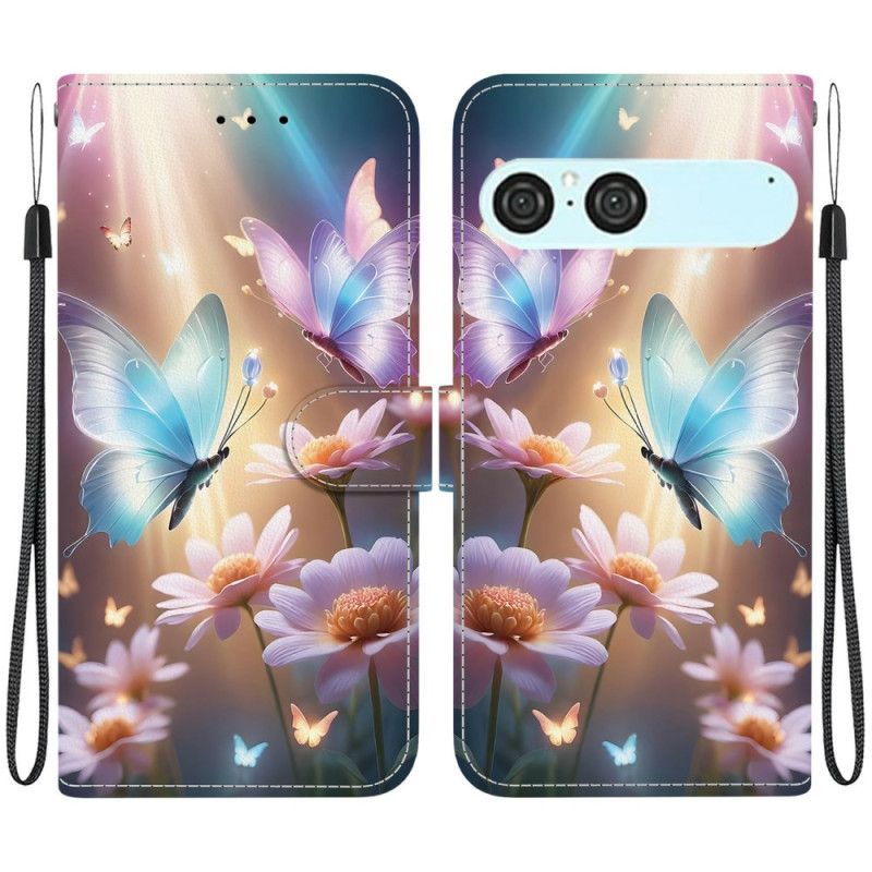 Flip Cover Til Sony Xperia 10 Vii Oplyste Sommerfugle