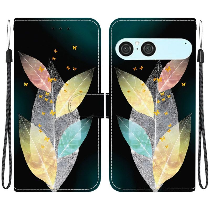 Læder Cover Sony Xperia 10 Vii Telefon Etui Farverige Blade