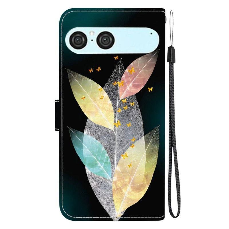 Læder Cover Sony Xperia 10 Vii Telefon Etui Farverige Blade