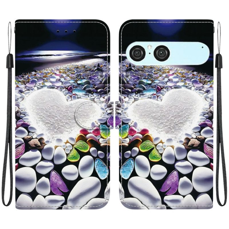 Læder Cover Sony Xperia 10 Vii Telefon Etui Hvidt Hjerte