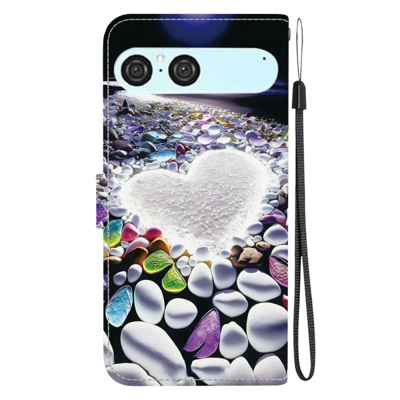 Læder Cover Sony Xperia 10 Vii Telefon Etui Hvidt Hjerte