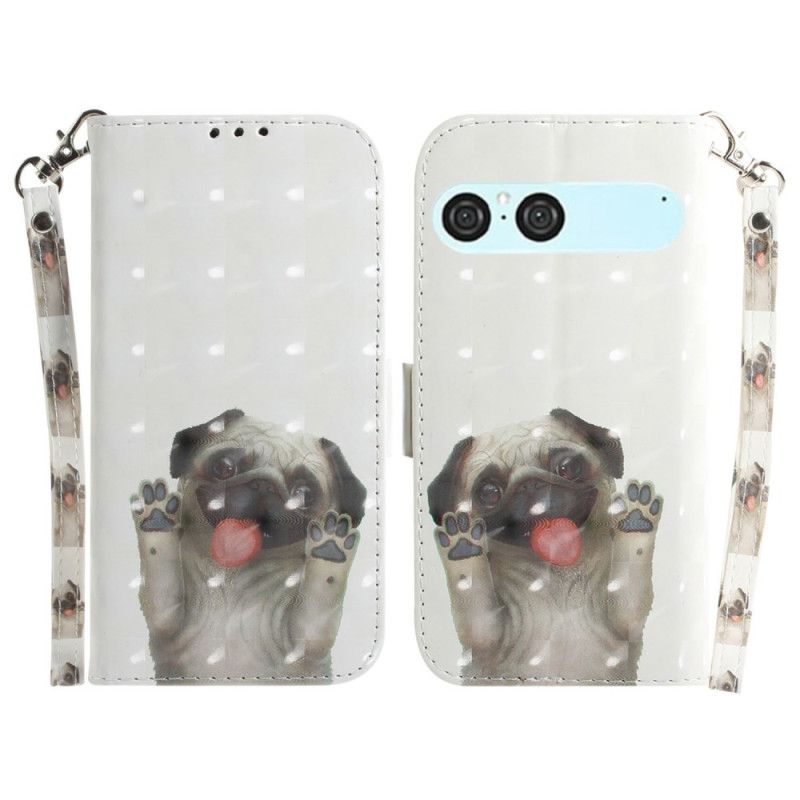 Læder Cover Sony Xperia 10 Vii Telefon Etui Mops-mønster-snor