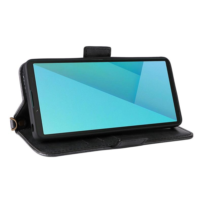 Læder Cover Sony Xperia 10 Vii Telefon Etui Pung Med Skulderrem